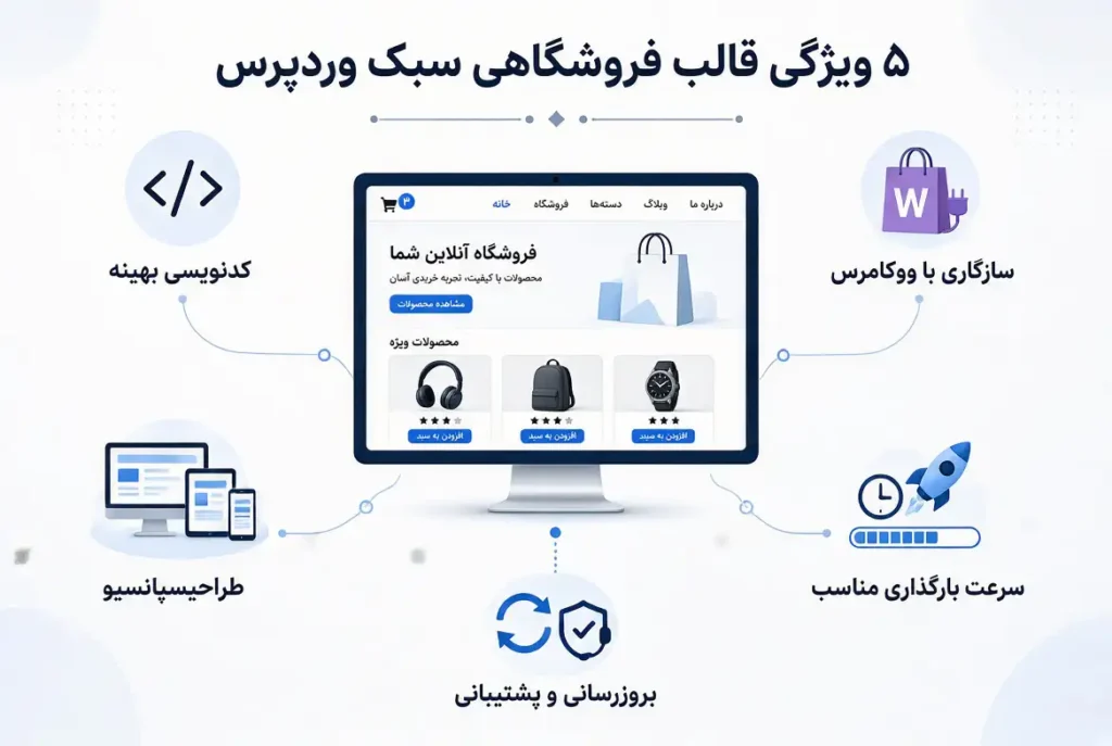 ویژگی های قالب فروشگاهی سبک وردپرس